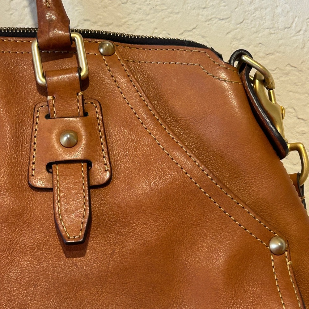 Dooney & Bourke Florentine Clayton Satchel Chestnut Leather Crossbody Handbag - Picture 3 of 16